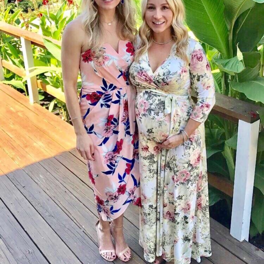 Pink blush rose maternity dress
